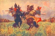 Куликовская битва; бой Пересвета с Челубеем
